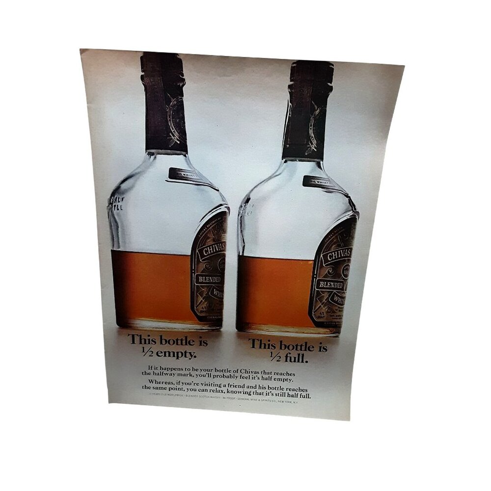 1970 Chivas Regal Blended Scotch Whisky Vintage Print Ad Bottle